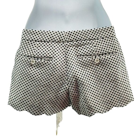 CLUB MONACO Women's Shorts Textured White Black Polka Dot Stretch Pockets Size 0 - Picture 3 of 9